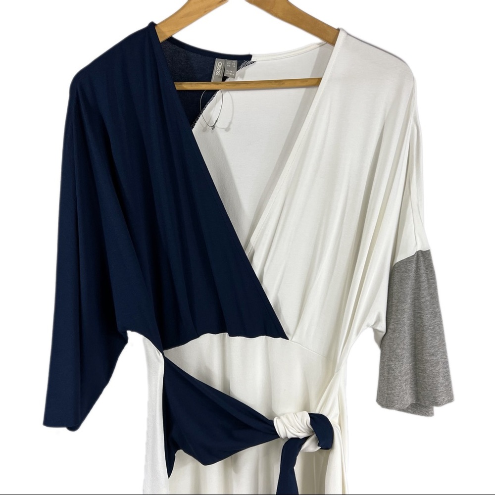 Asos Design Color Block Knot Front Midi Dress Siz… - image 1